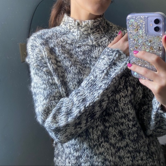 Vintage Chunky Hand Knit Mock Neck Sweater - Picture 14 of 16